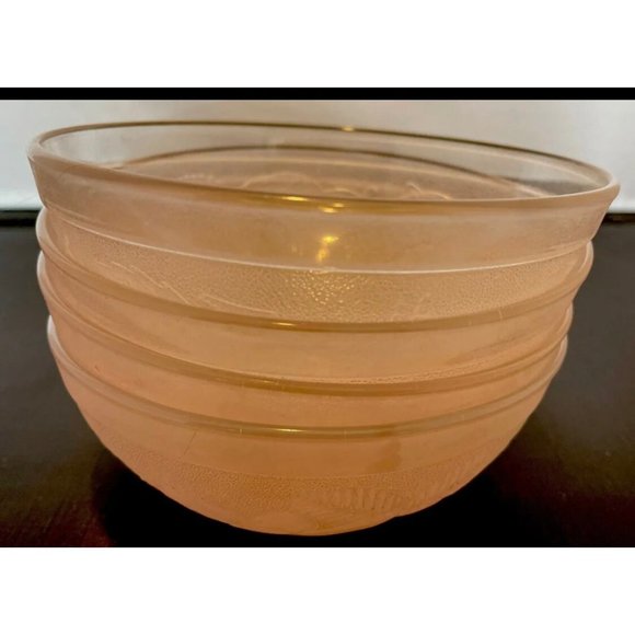 Vtg France Cafe Pink Small Fruit Dessert Bowl Frosted Depression Glass Lot of 4 - Picture 4 of 4